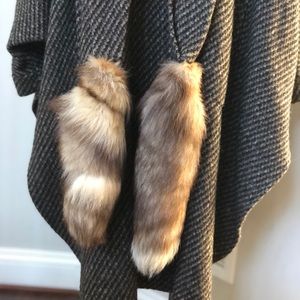 Vintage 80s Heirloom Striped Black/Tan/Brown Wool Blend Cape Coat